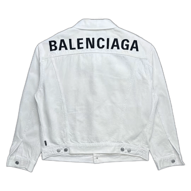 Balenciaga Balenciaga White Denim Jacket with Logo Size US L / EU 52-54 / 3 - 1 Thumbnail
