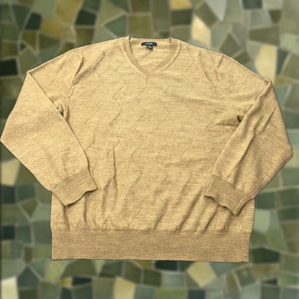 Alfani Alfani Merino Wool Sweater Mens Large Brown Lightweight V-Neck Business Casual Size US L / EU 52-54 / 3 - 1 Thumbnail