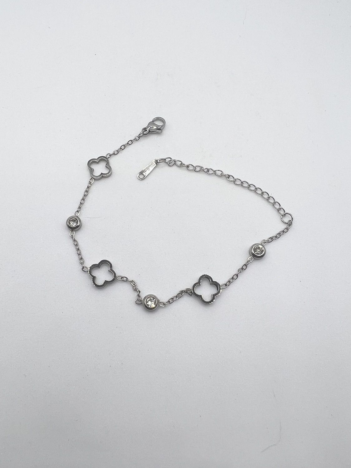 Jewelry Flower Silver Chain Bracelet with Czs Size ONE SIZE - 2 Thumbnail