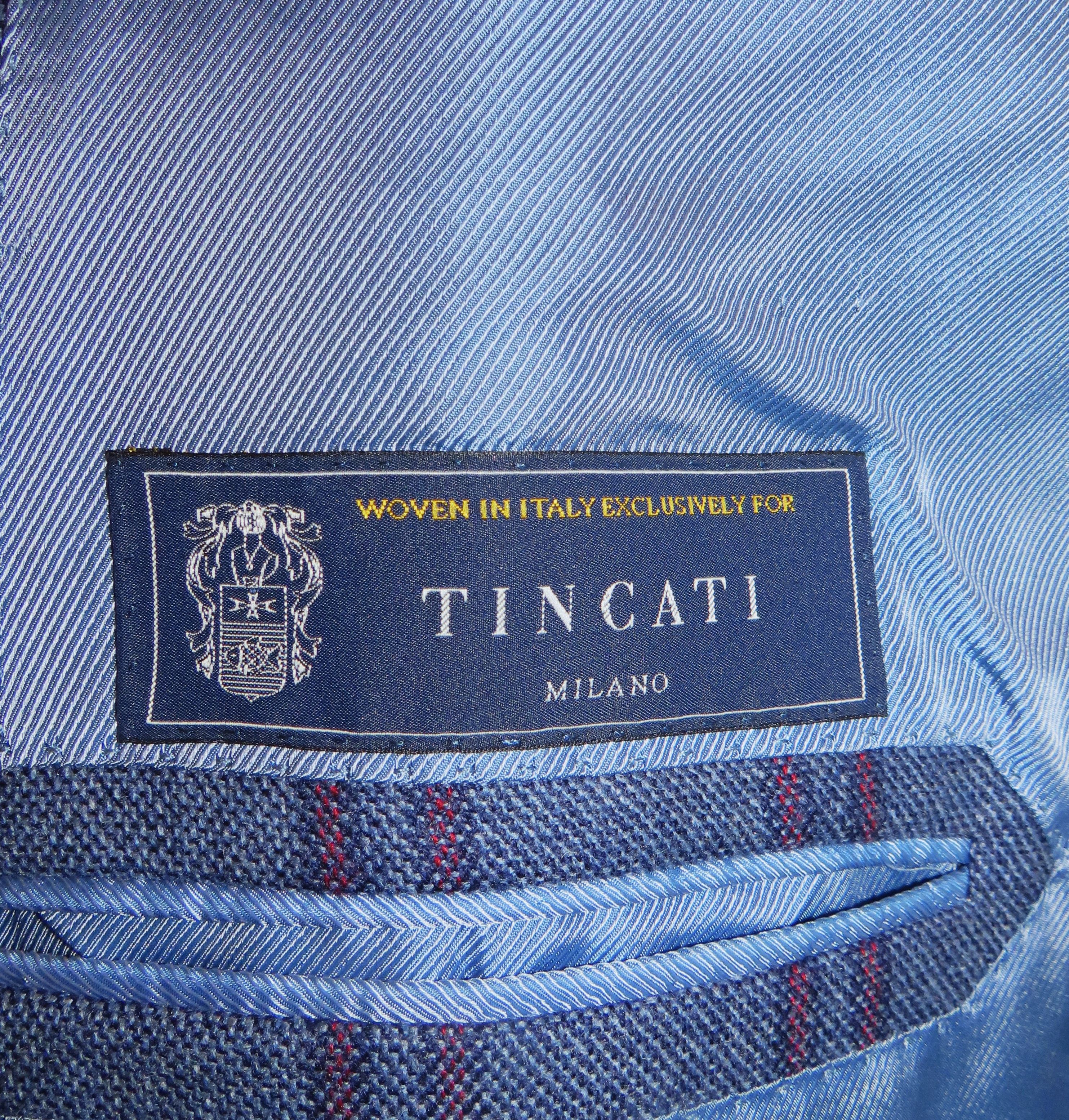 Cesare Attolini × Tincati Blue Plaid 100% Cashmere Sport Coat 42R Size 42R - 16 Thumbnail