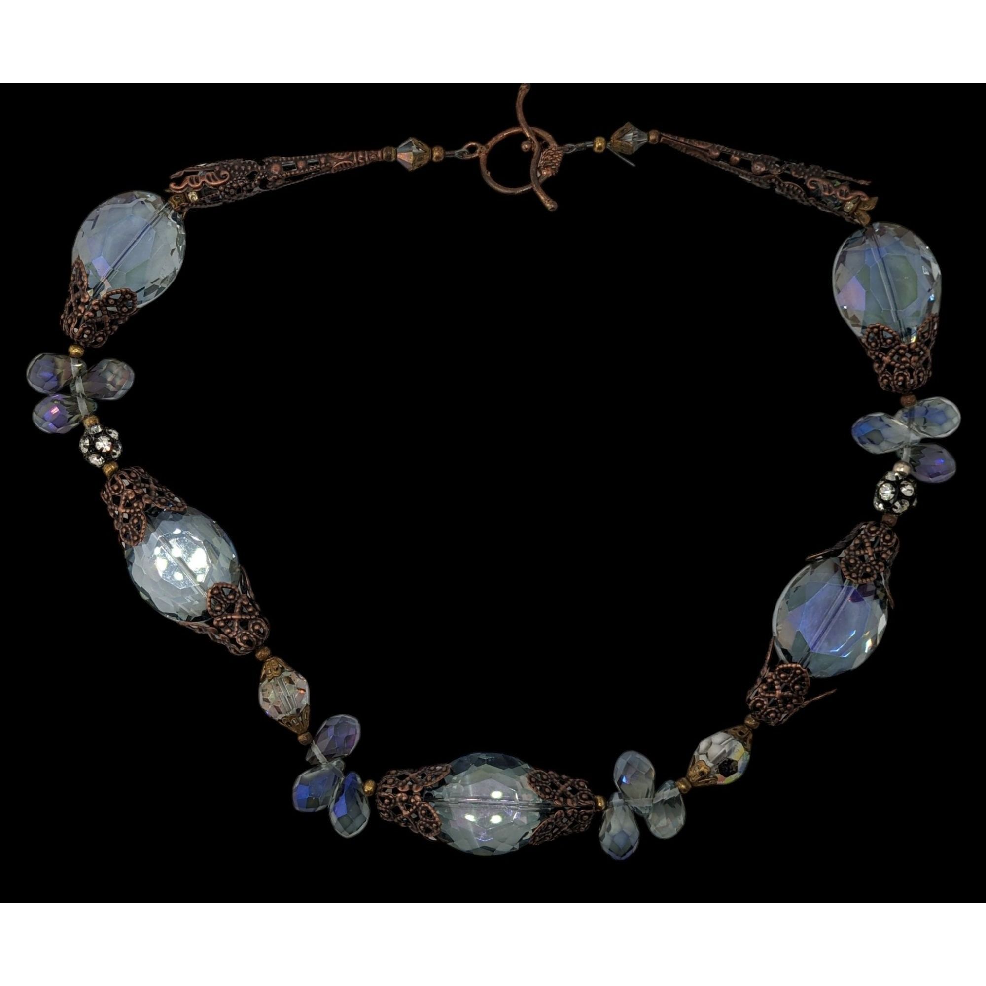 Handmade Vintage Handmade Steampunk Glam Glass Necklace With Ornate B Size ONE SIZE - 2 Thumbnail
