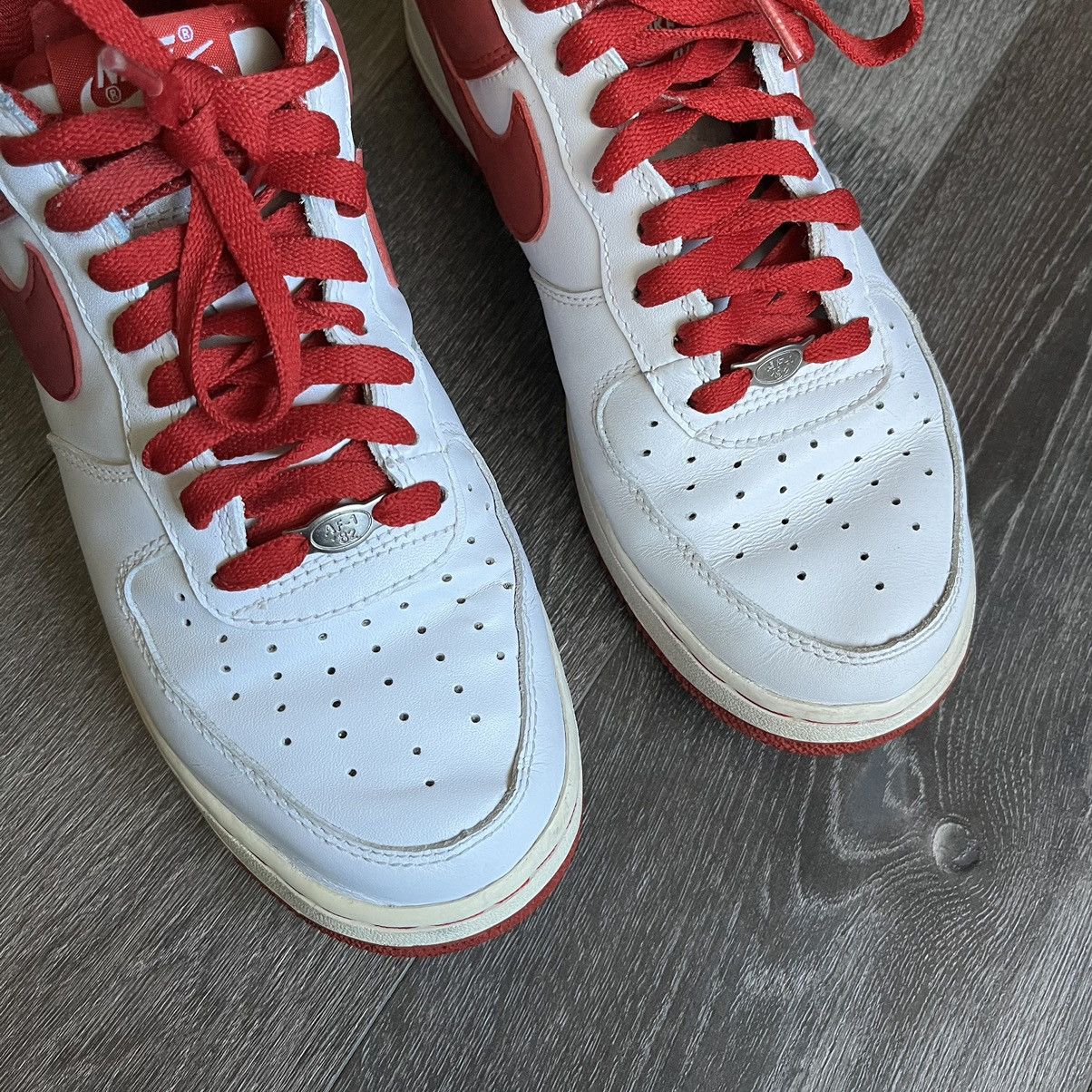 Nike Vintage 2000s Nike Air Force 1 White Varsity Red Shoes Sz 9 Size US 9 / EU 42 - 7 Thumbnail