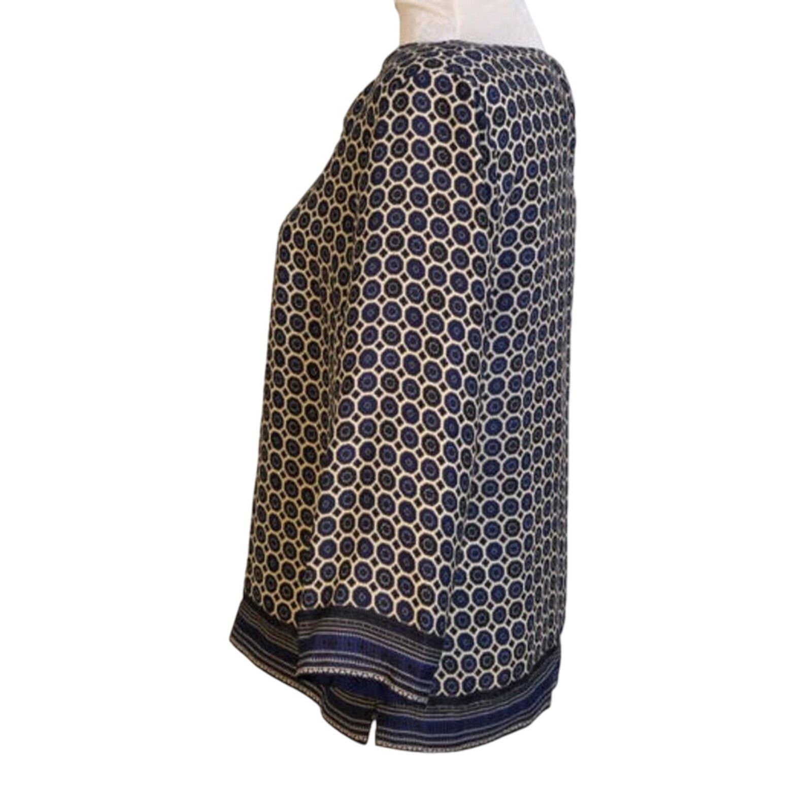Other Kenar Blue Geometric Print 3/4 Sleeve Blouse XS Size XS / US 0-2 / IT 36-38 - 3 Thumbnail