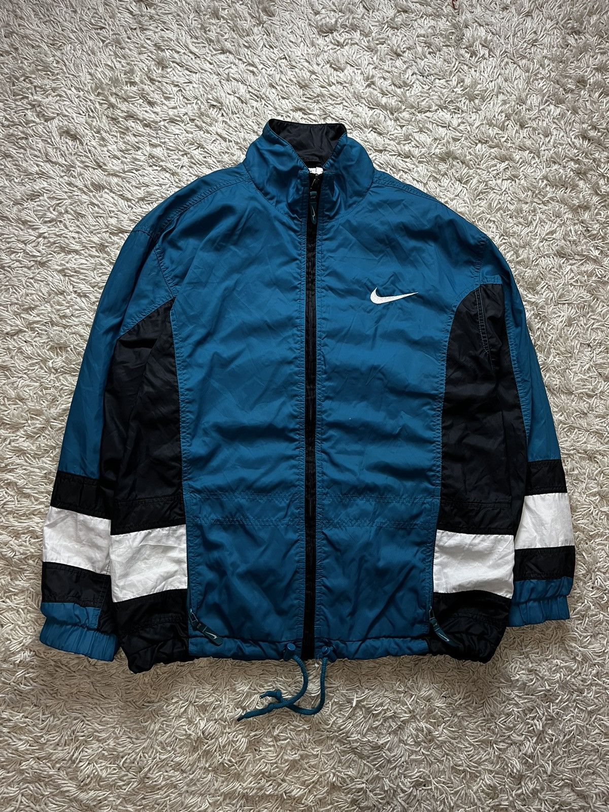 Nike × Vintage Vintage Streetwear Leather Jacket Nike Big Logo 90’s Size US S / EU 44-46 / 1 - 1 Thumbnail