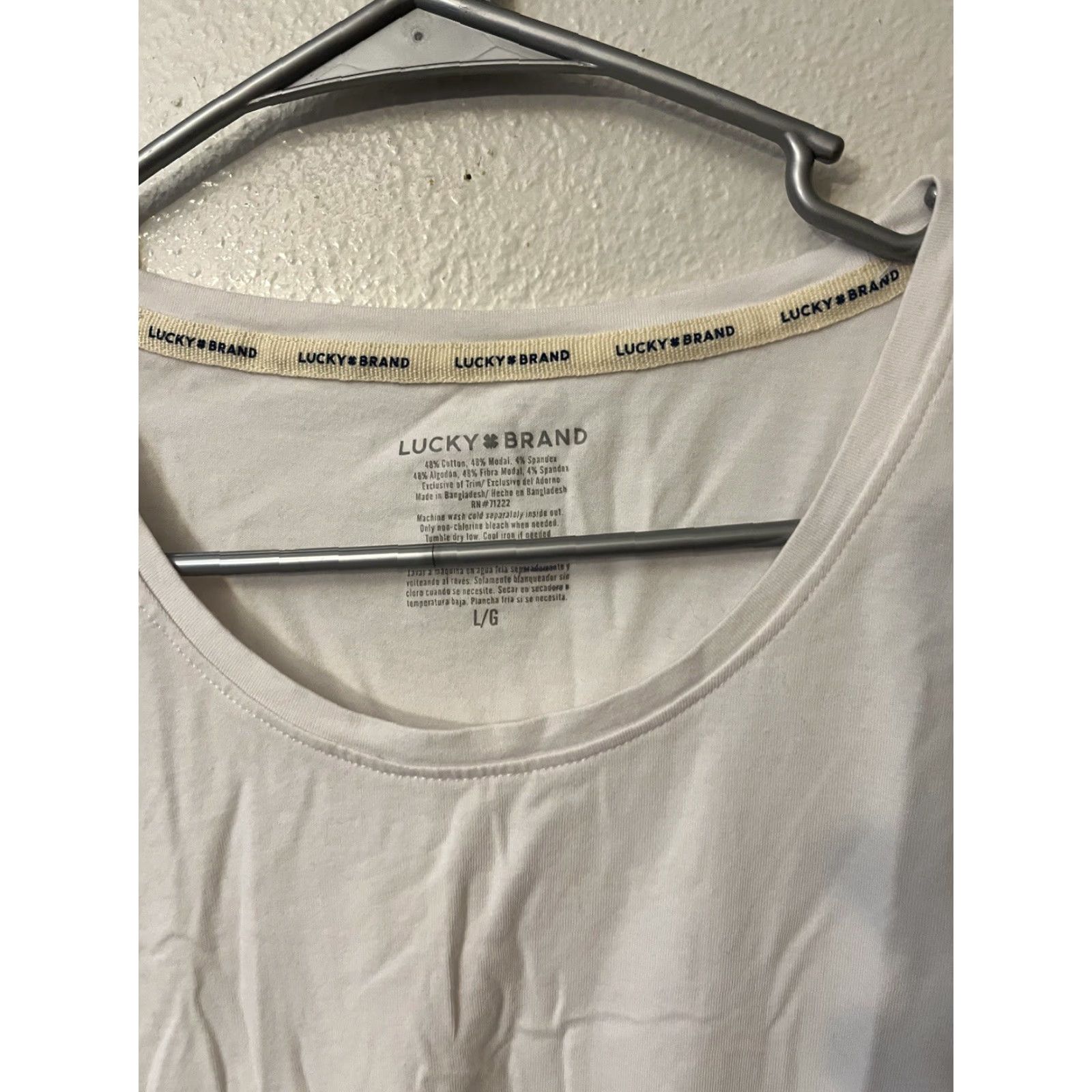 Lucky Brand Lucky Brand Sleep Shirt Long Sleeve White Solid Womens Large Size L / US 10 / IT 46 - 3 Thumbnail
