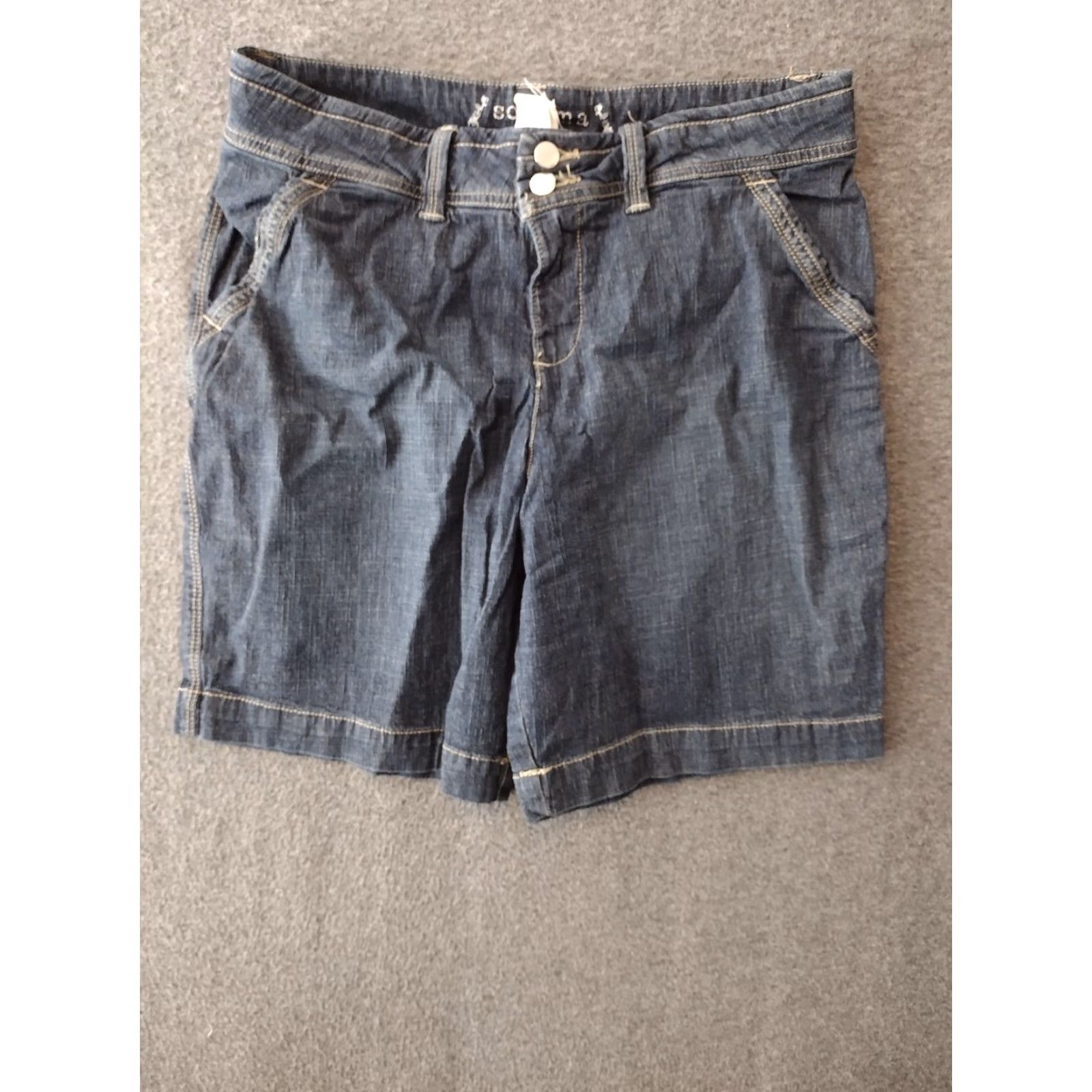 Doublet Sonoma Women's Bermuda Shorts Blue Denim 10 Stretch Double Button 4-Pocket Mid Rise Casual Beach Walking - Womens Size 32" / US 10 / IT 46 - 2 Thumbnail