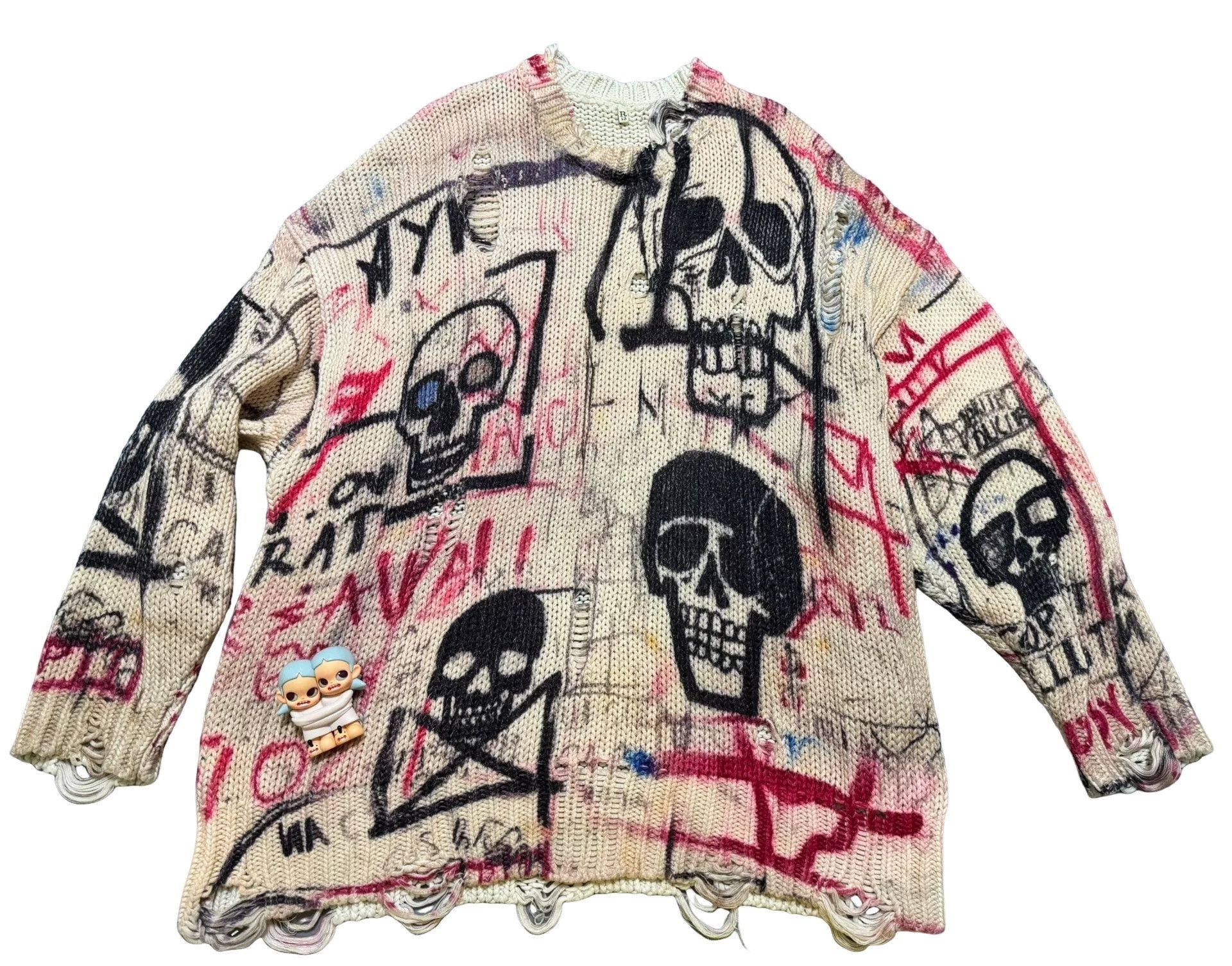R13 R13 Skull Graffiti Print Sweater Size M Size M / US 6-8 / IT 42-44 - 1 Thumbnail
