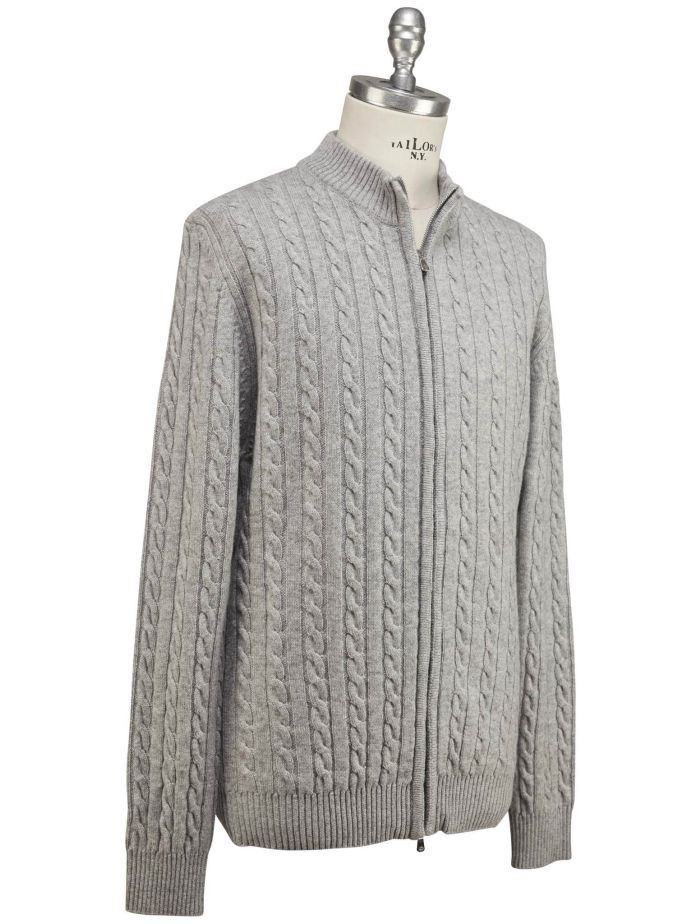 Luigi Borrelli Gray Wool Cashmere Sweater Full Zip Size US M / EU 48-50 / 2 - 2 Thumbnail