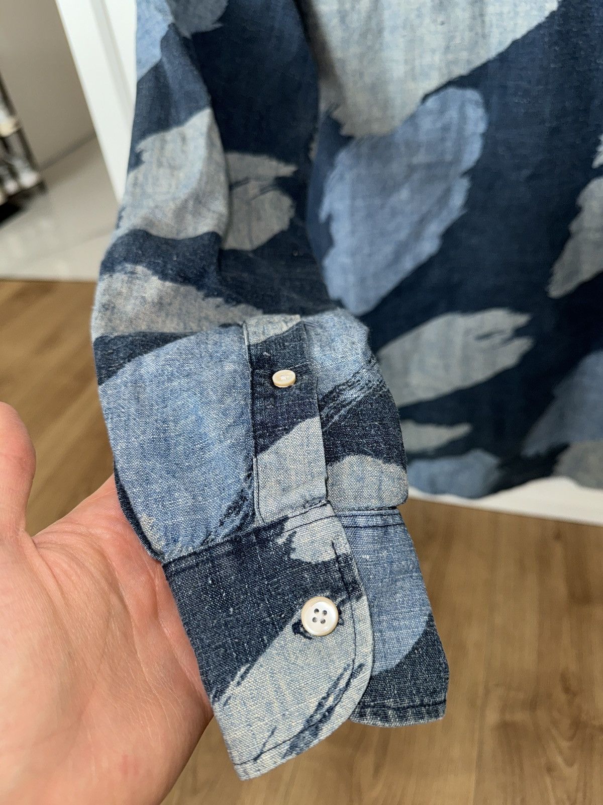 Our Legacy Our Legacy SS15 hemp / cotton like blue camo shirt Size US S / EU 44-46 / 1 - 4 Thumbnail