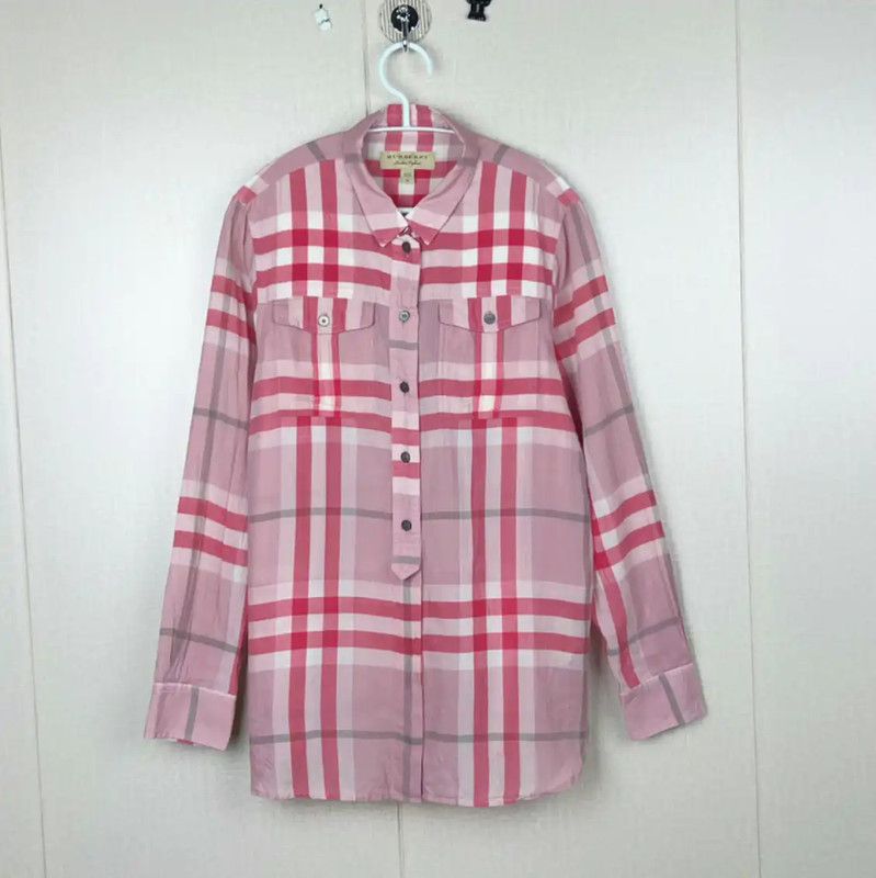 Burberry Burberry Pink Check Cotton Shirt for Women Size M / US 6-8 / IT 42-44 - 1 Thumbnail