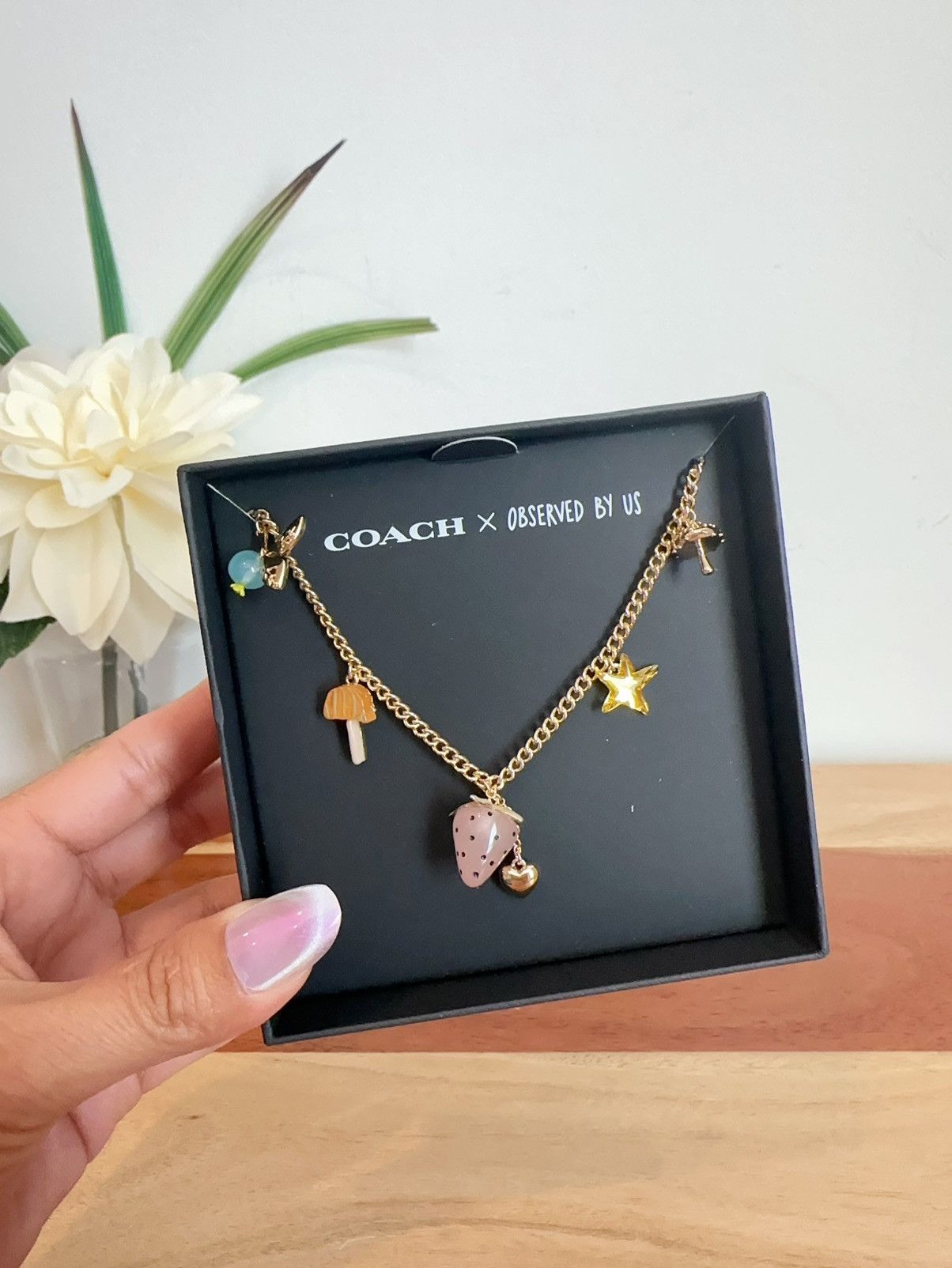 Coach NWT Coach X Observed By Us Strawberry Heart Charm Necklace Size ONE SIZE - 6 Thumbnail