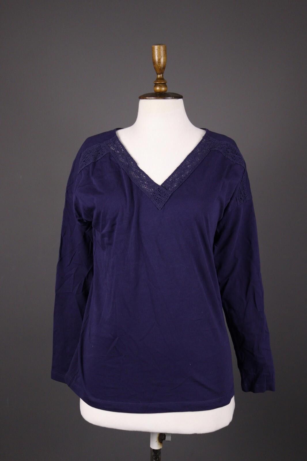 Designer Deerberg by Oska Blue Lace Cotton Blouse Shirt Size M Size M / US 6-8 / IT 42-44 - 1 Thumbnail