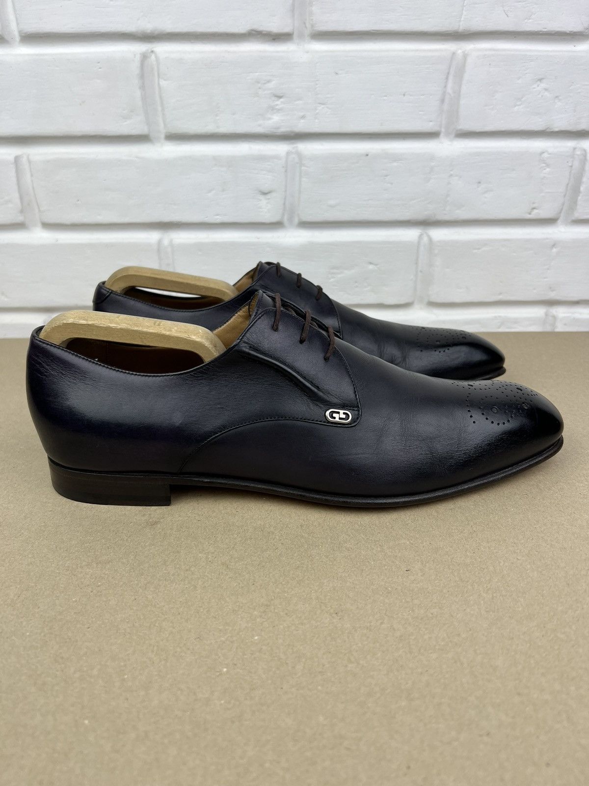 Gucci GUCCI Derby Leather Shoes Lace Up GG Logo Dark Purple Men’s Size US 10.5 / EU 43-44 - 6 Thumbnail