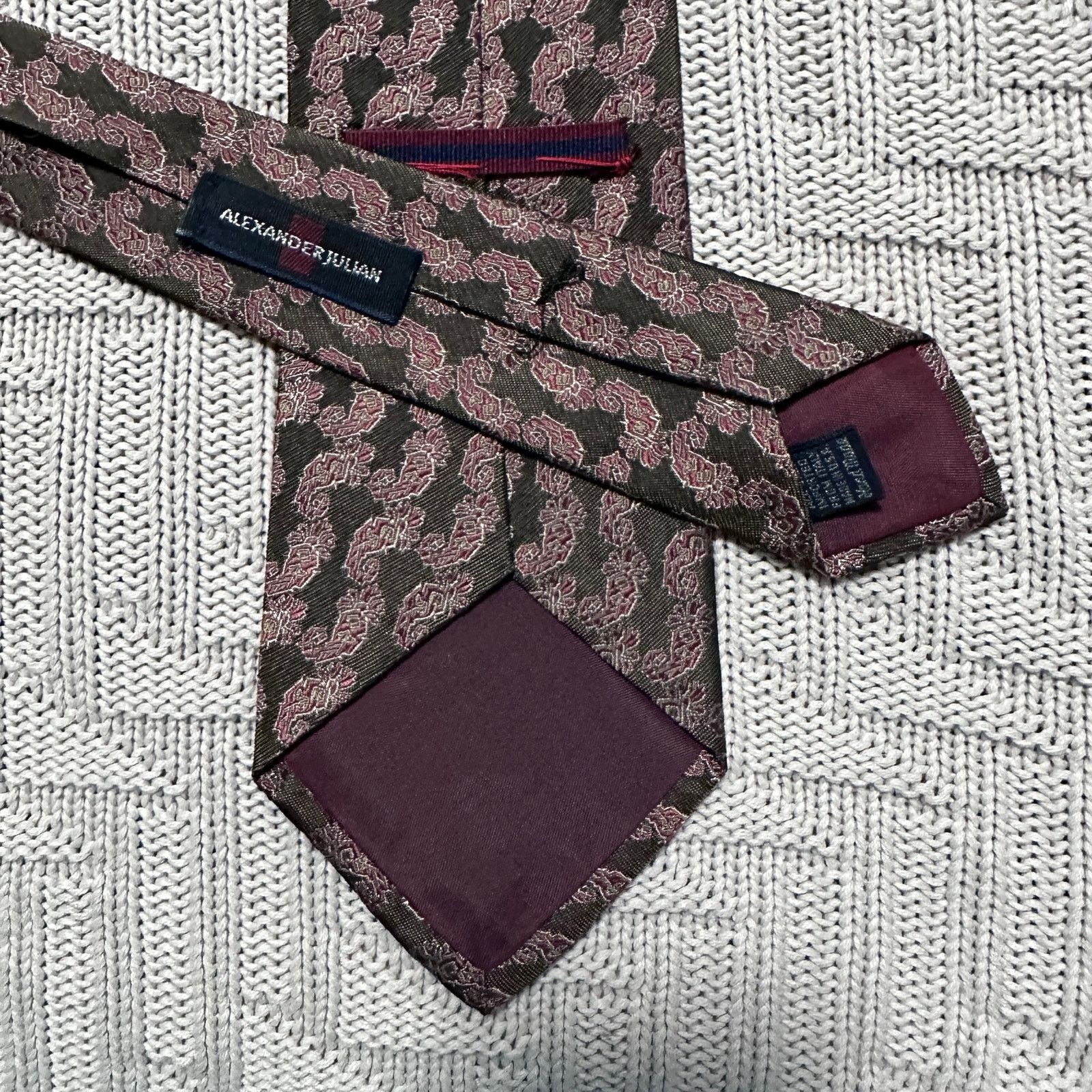 Alexander Julian Alexander Julian olive green paisley silk tie Size ONE SIZE - 3 Thumbnail