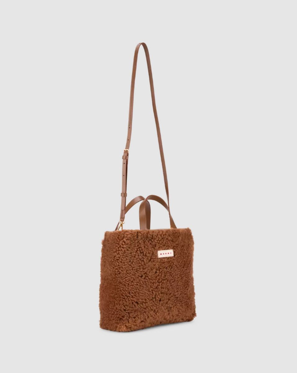 Marni MARNI Museo Small brown Shearling soft shoulder bag Size ONE SIZE - 3 Thumbnail