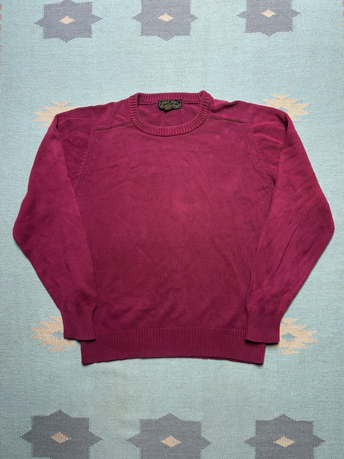 Vintage 80s knit sweater Eddie Bauer cotton maroon heavyweigh medium Size US M / EU 48-50 / 2 - 1 Thumbnail