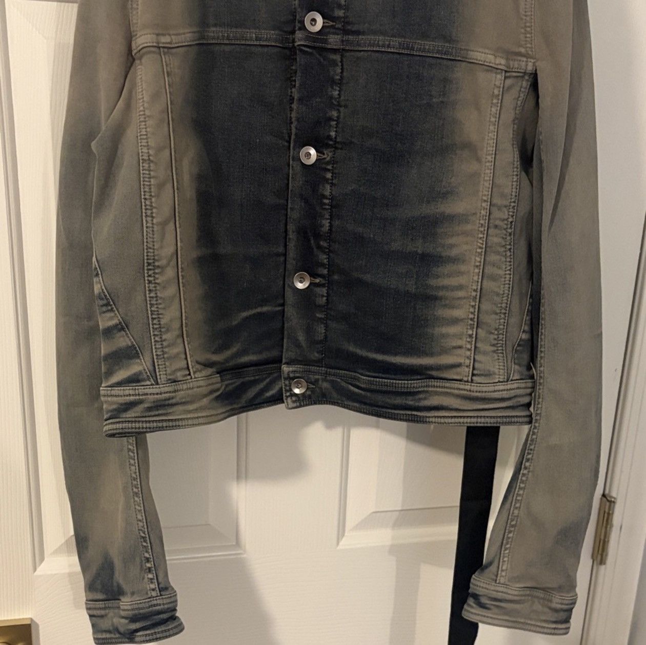 Rick Owens Drkshdw Rick Owens DRKSHDW Cropped Worker Jacket in Mineral Pearl Size US XL / EU 56 / 4 - 3 Thumbnail