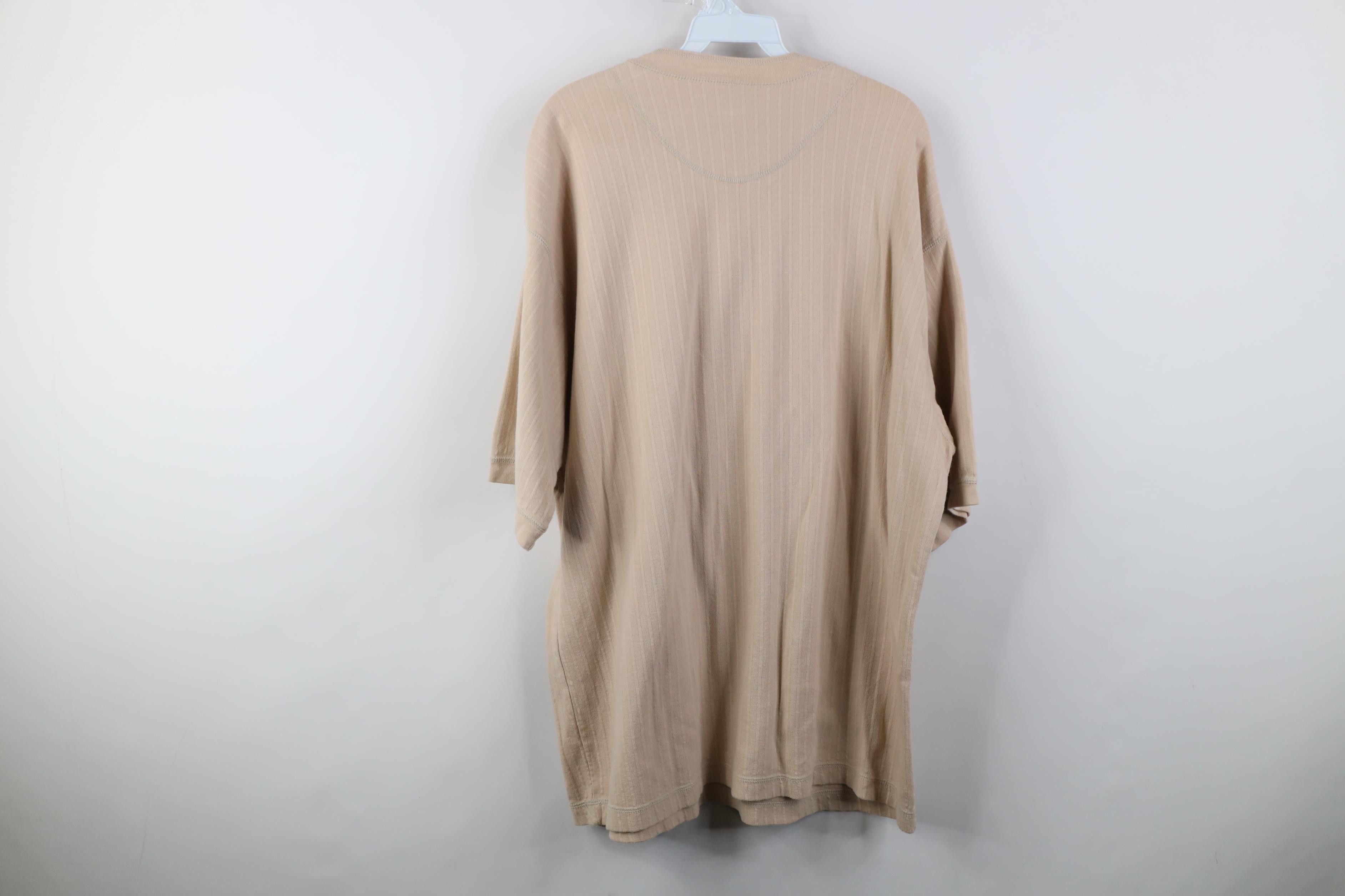 Vintage Vintage 90s Streetwear Ribbed Knit Henley T-Shirt Beige Size US XL / EU 56 / 4 - 10 Thumbnail