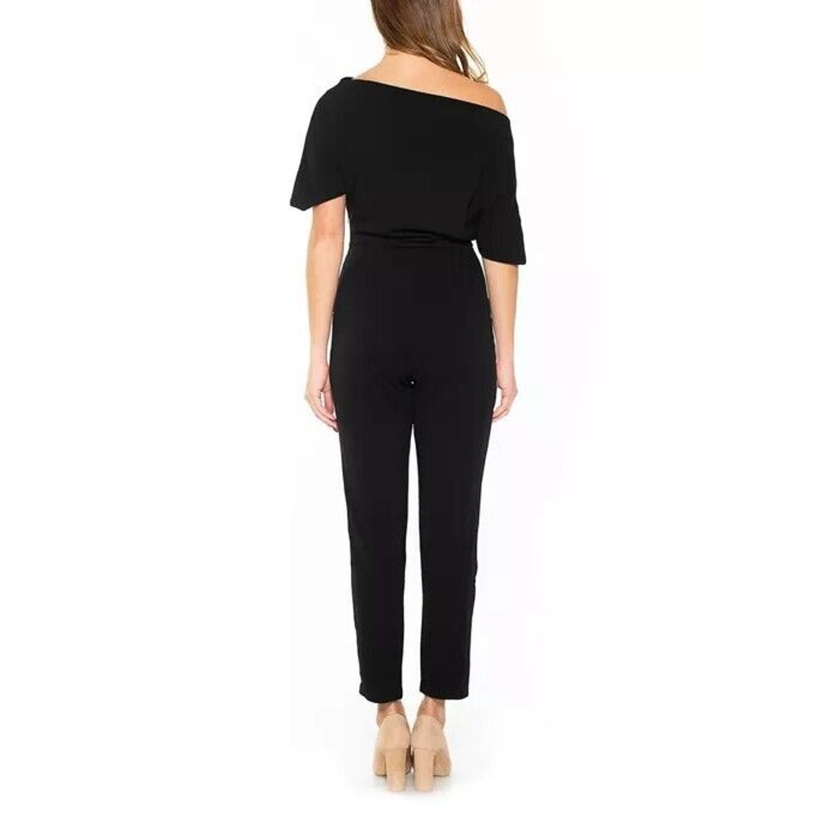 The Unbranded Brand Alexia Admor Women Black Jersey One-Shoulder Jumpsuit XS Size 26" / US 2 / IT 38 - 2 Thumbnail