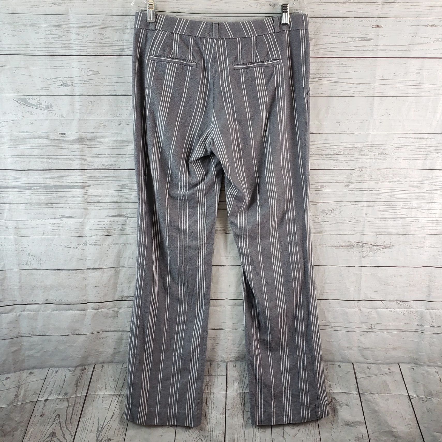 Banana Republic Banana Republic Women's Trouser Pants Sz 8 Long Gray Stripe Cotton Mid Rise Pants Women Size 30" / US 8 / IT 44 - 3 Thumbnail