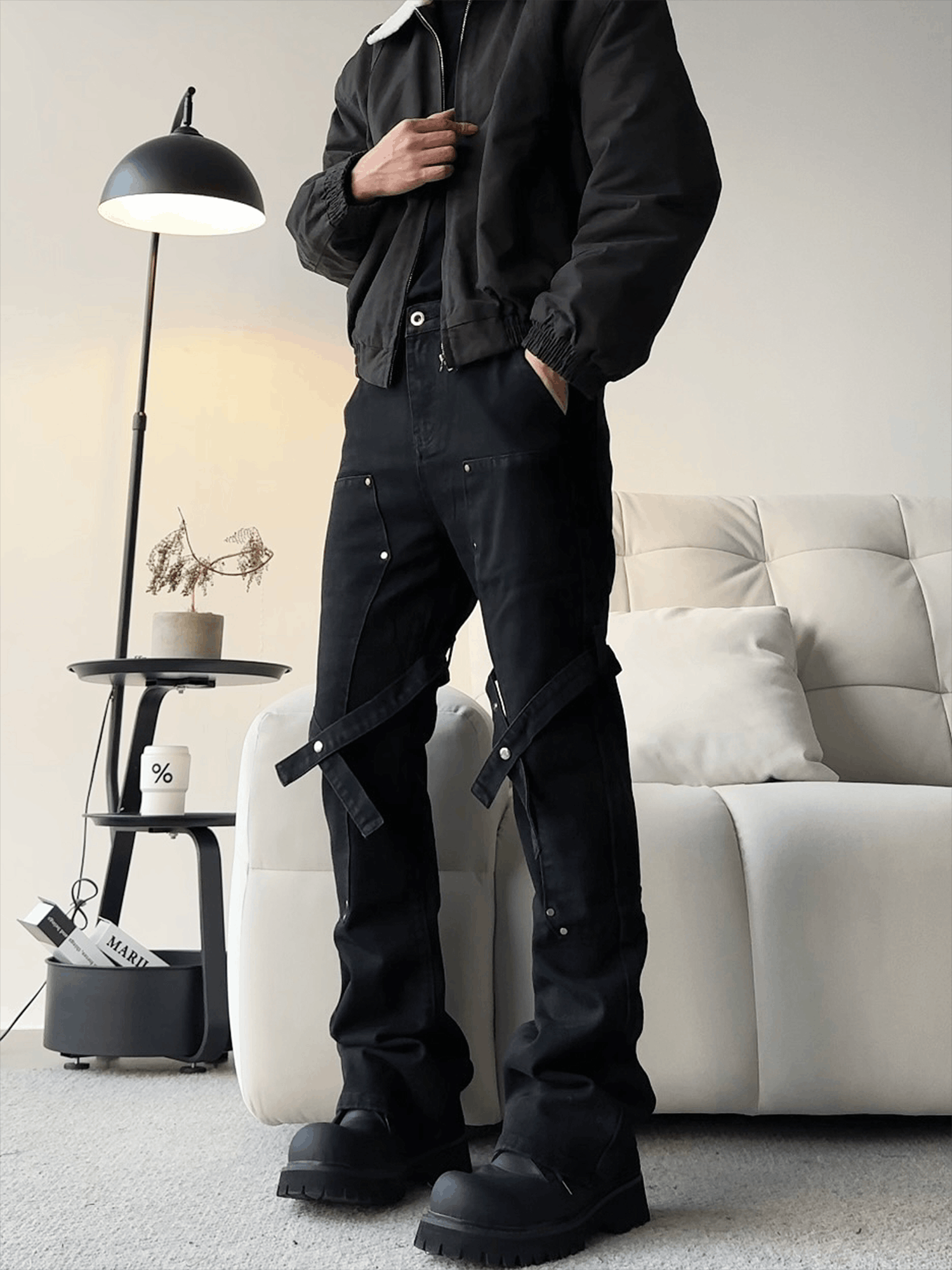 Black Skinny Stacked Flare Jeans