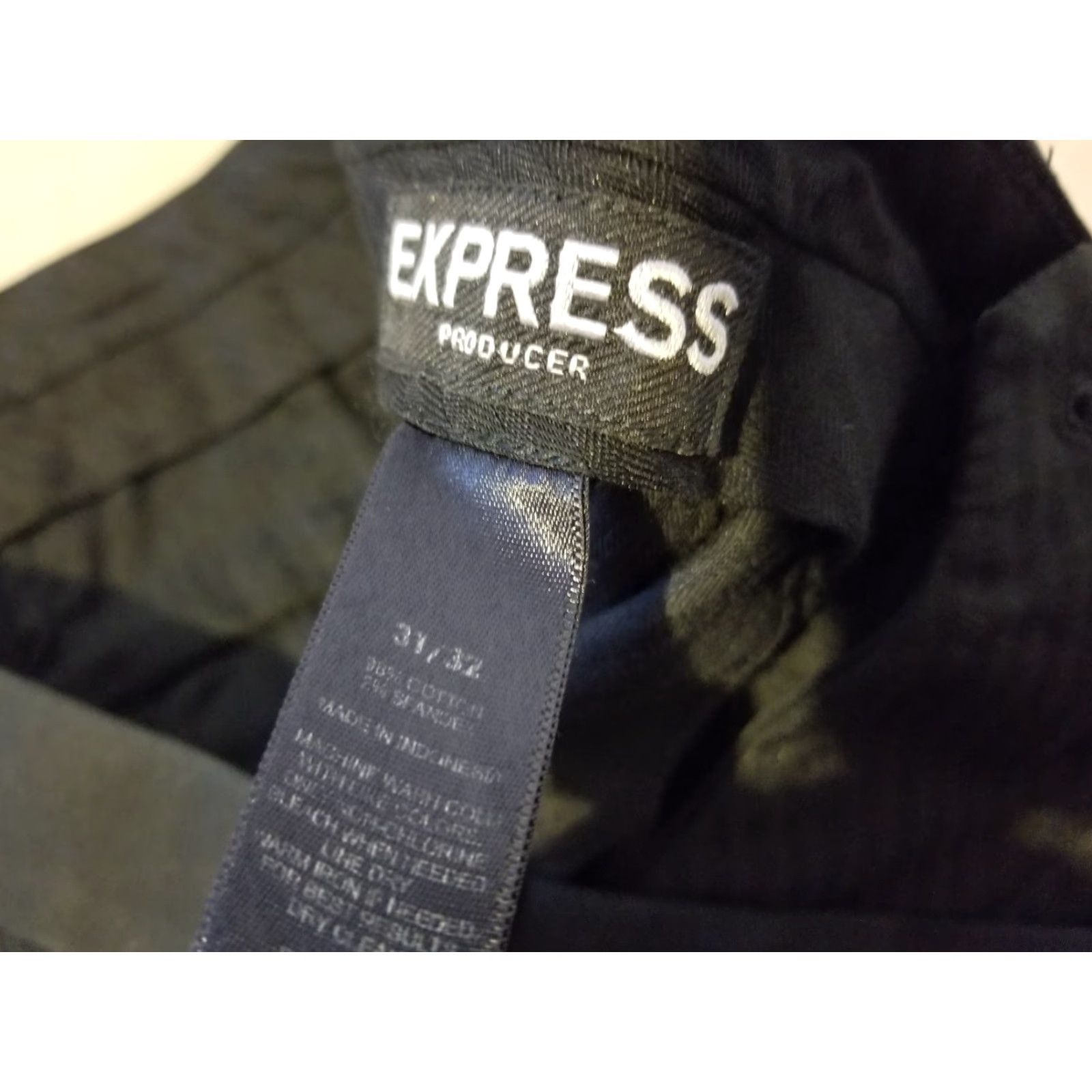 Express Express Mens Pants Chino Flat Front 31x32 32x32 Black Cotton Slack Trousers Slax Size US 31 - 4 Thumbnail