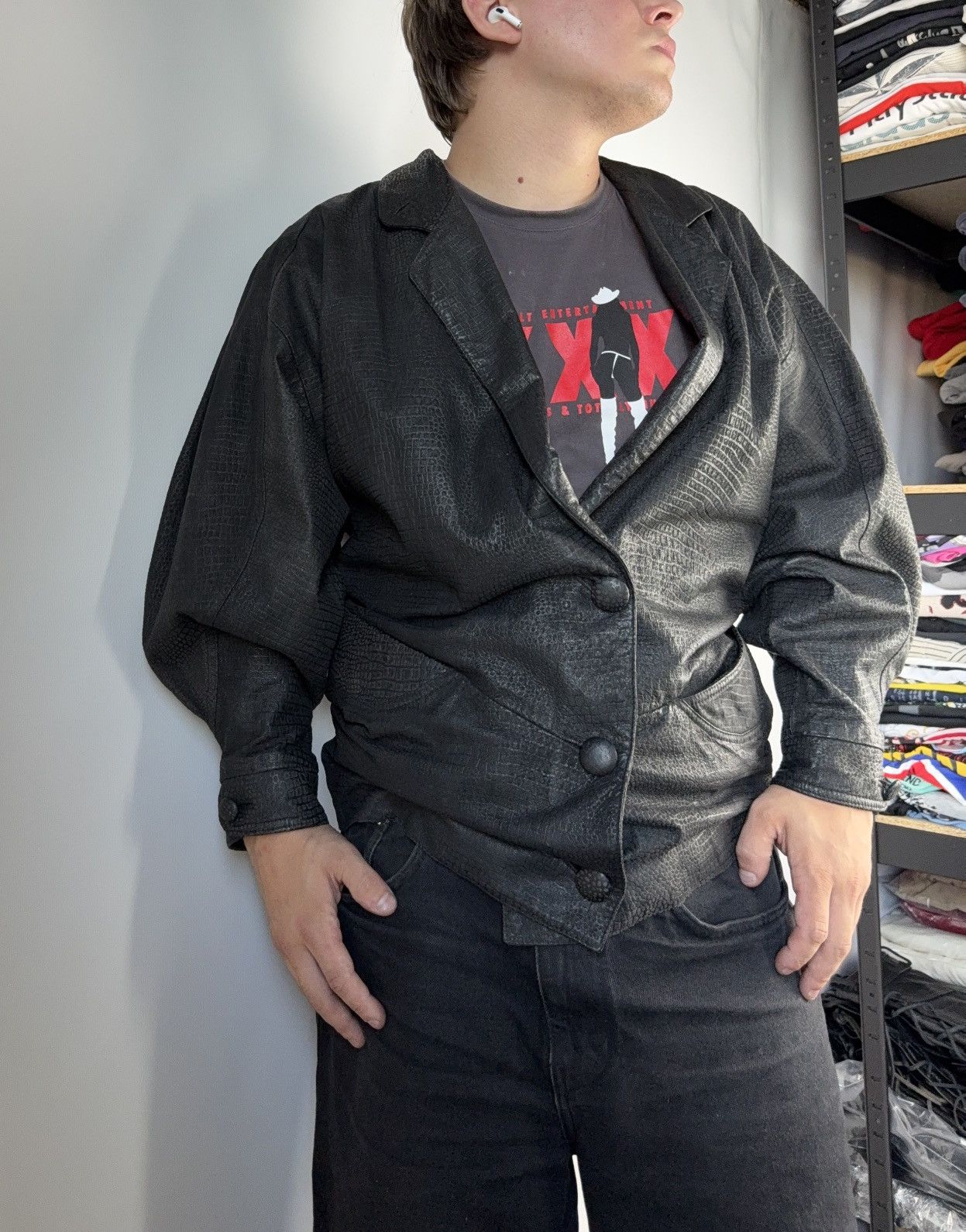 Vintage Vintage 90s Avant Garde Leather Biker MOTO Y2K Jacket Size US S / EU 44-46 / 1 - 1 Thumbnail