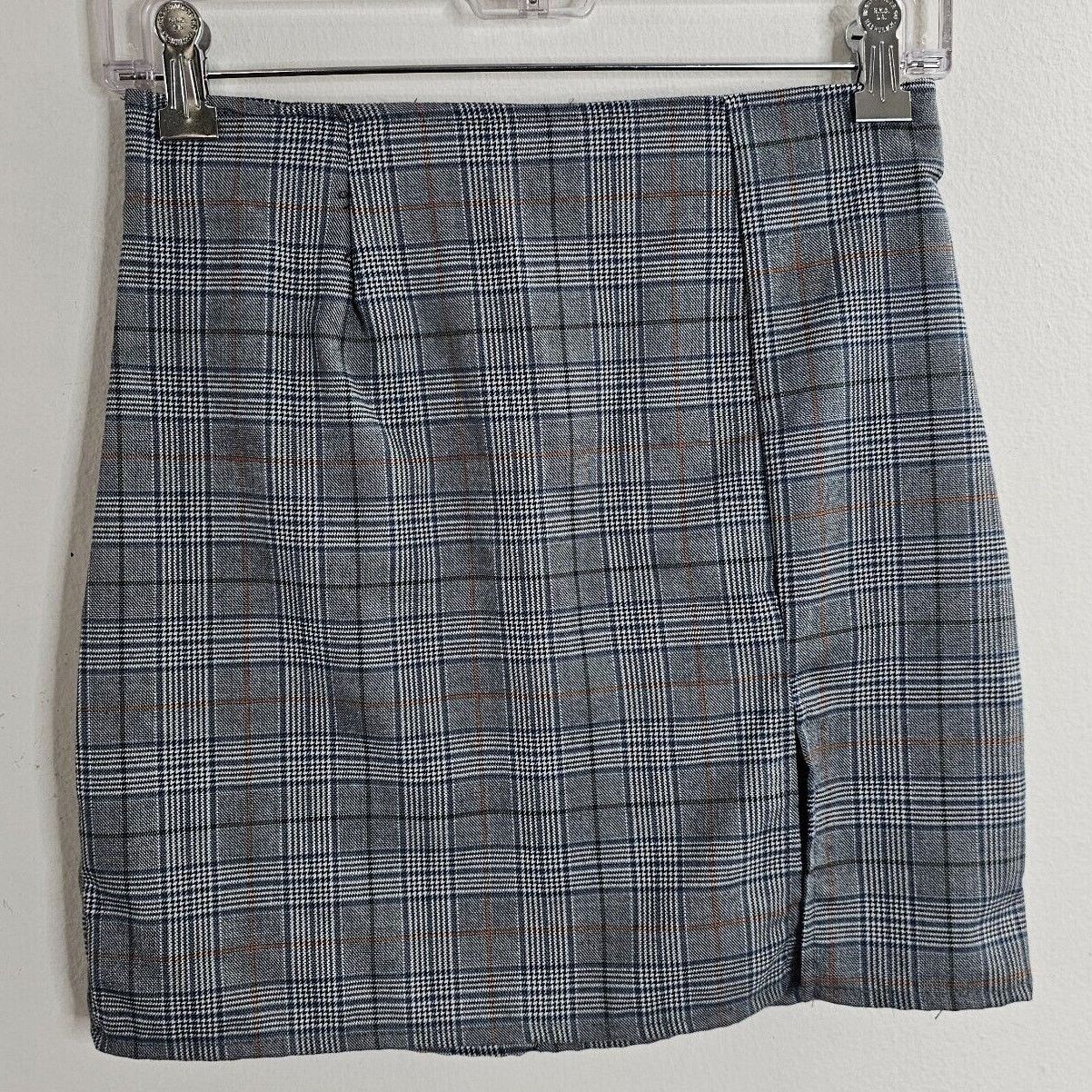 Other NWT Windsor Gray Plaid High Waist Side Slit Mini Skirt S Size 27" / US 4 / IT 40 - 1 Thumbnail