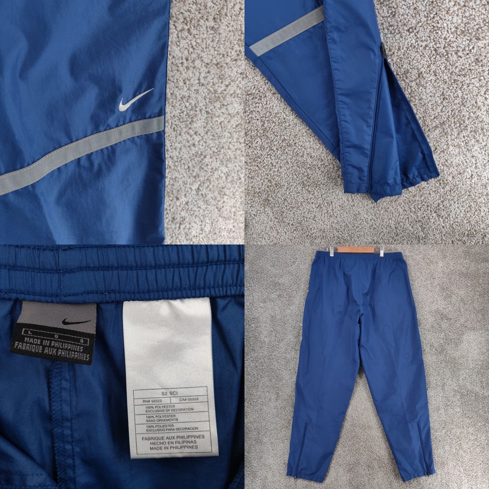 Nike VINTAGE Nike Pants Mens Large Blue Unlined Track Warmup Jogger Ankle Zip Y2k Size US 33 - 8 Thumbnail