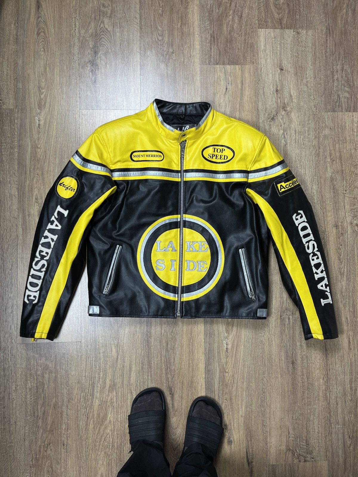image of Y2K Racing Moto Leather Jacket By Drifter Vintage in Black, Men's (Size XL)