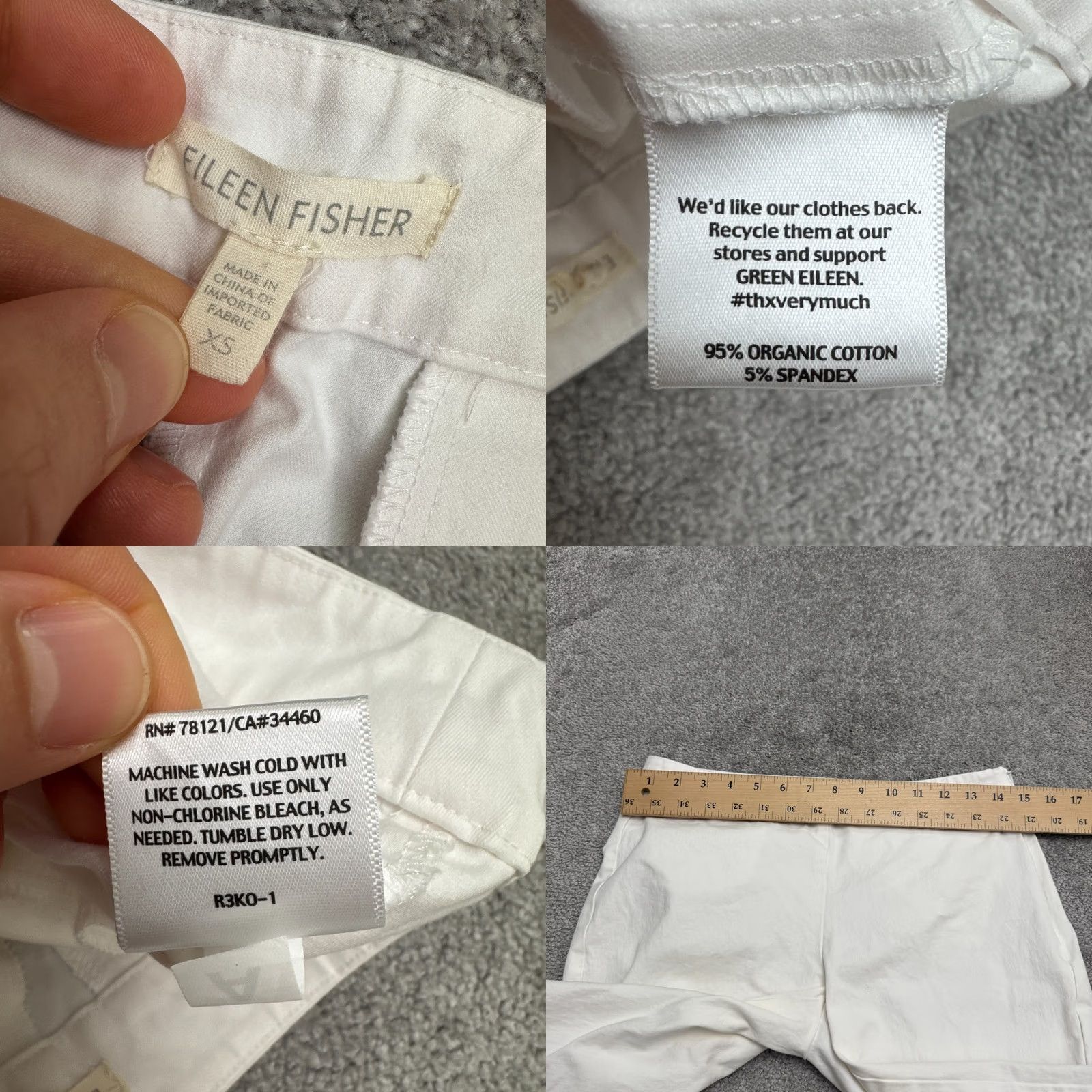 Eileen Fisher Eileen Fisher Pants Womens XS White Organic Cotton Slim Fit Ankle Zip Trouser Size 26" / US 2 / IT 38 - 8 Thumbnail