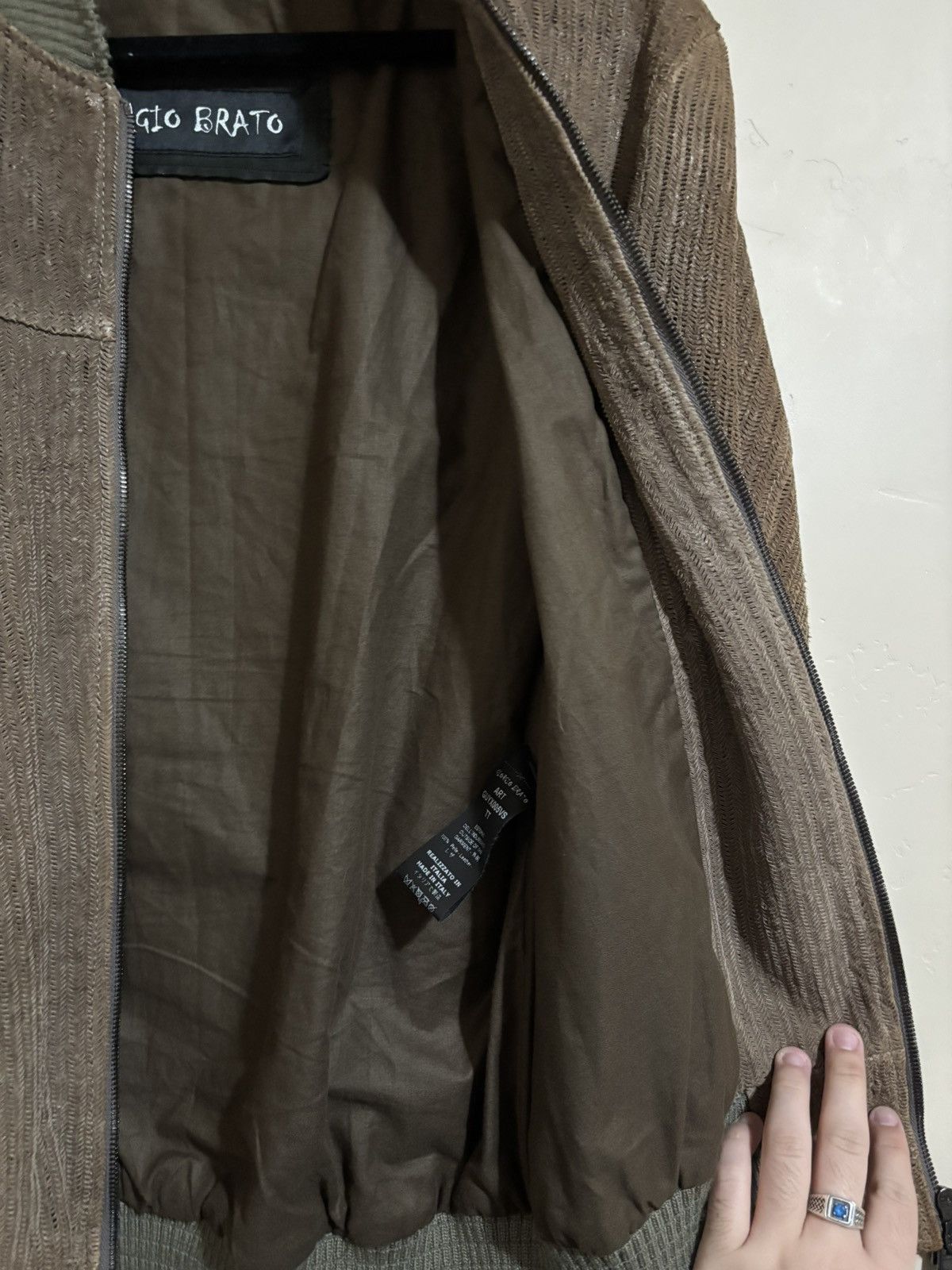 Giorgio Brato (BNWT) Perforated Vegetable Tanned Leather Bomber Jacket Size US M / EU 48-50 / 2 - 5 Thumbnail