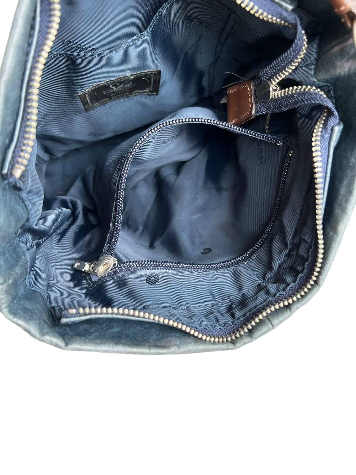 Japanese Brand Artphere Japan Distressed Faded Blue Leather Sling Bag Size ONE SIZE - 13 Thumbnail
