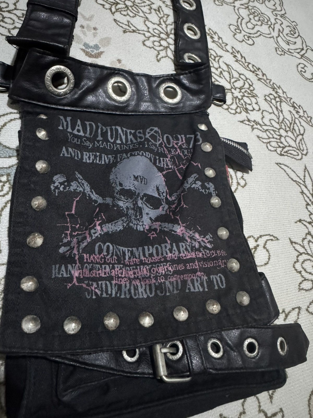 If Six Was Nine × Japanese Brand × Seditionaries GRAILED! Mad Punks Skulls Stud Small Adjustable Bag Size ONE SIZE - 4 Thumbnail