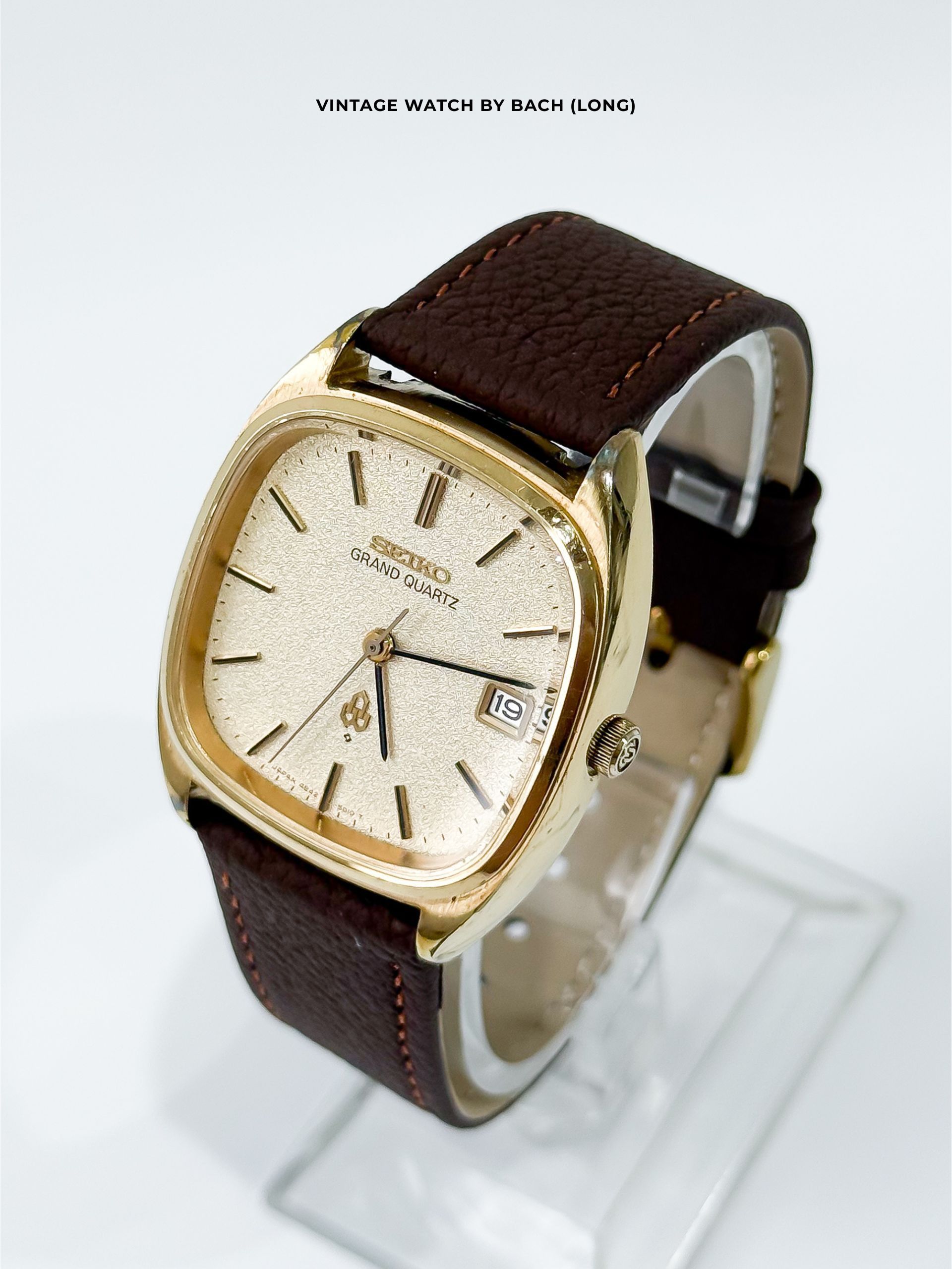 Seiko Grand Quartz 4842-5011 Barrel/Tank Gold Watch (Rare)