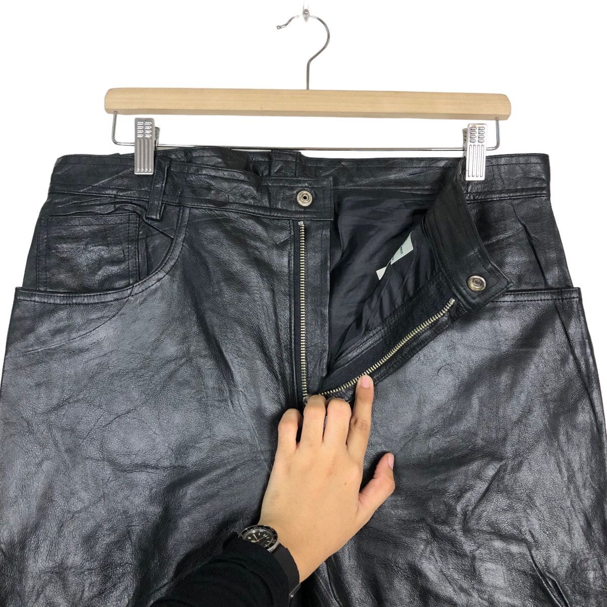 Genuine Leather 🔥90’s Riot Bowcut Design Genuine Leather Pants Union Made Size US 34 / EU 50 - 9 Thumbnail