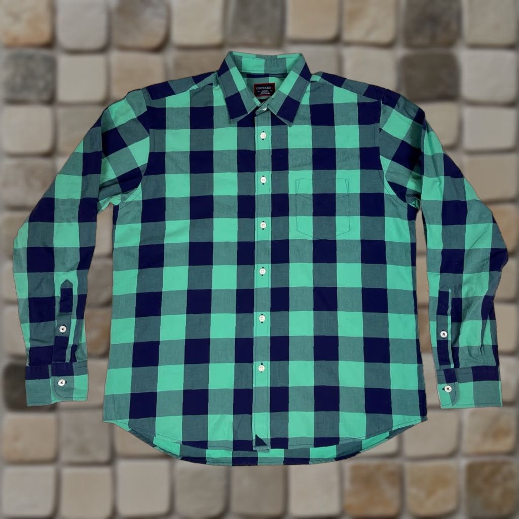 UNTUCKit UNTUCKit Men's Button-Up Plaid Shirt L Blue Green Navy Cotton Casual Regular Size US L / EU 52-54 / 3 - 1 Thumbnail