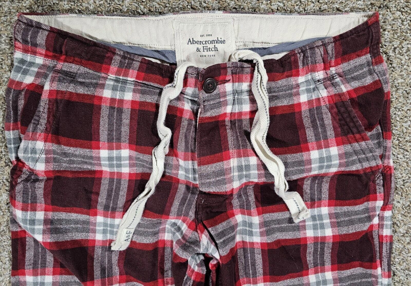 Abercrombie & Fitch Abercrombie Fitch L Red Flannel Pants Button Fly THICK HEAVY Size US 34 / EU 50 - 2 Thumbnail