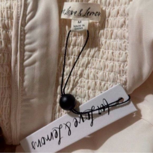 For Love & Lemons Cream Square Neck Wedding Dress Puff Sleeve Brocade Cottage Size M / US 6-8 / IT 42-44 - 7 Thumbnail