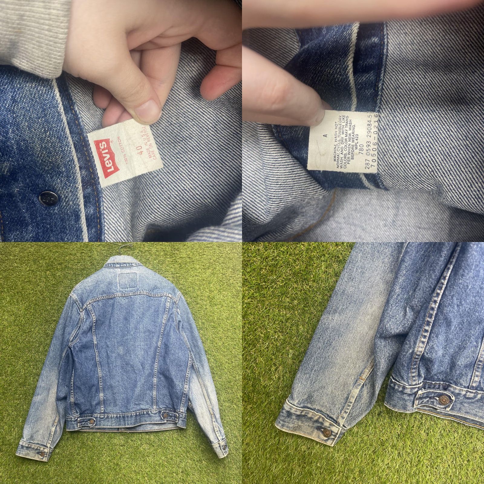 Levi's VINTAGE Levi's Jacket Mens 40 Blue Denim Made USA Bomber Trucker 70506-0216 90s Size US XXS / EU 40 - 9 Thumbnail