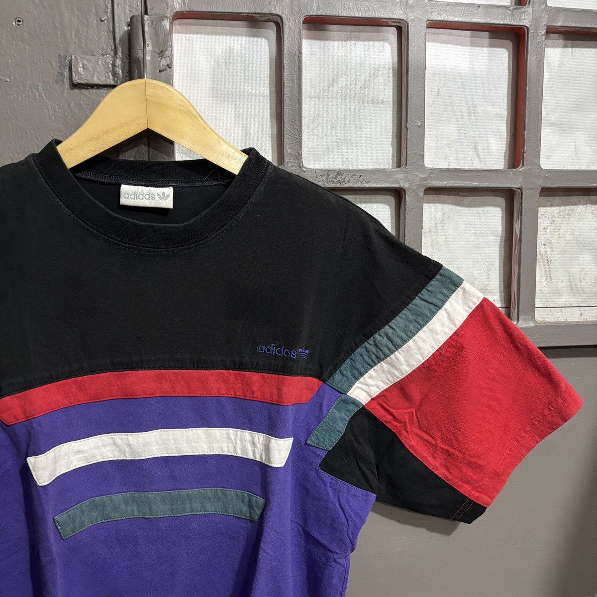 Adidas Adidas Vtg 90s Multicolor Striped Tee Shirt Purple Size US XL / EU 56 / 4 - 2 Thumbnail