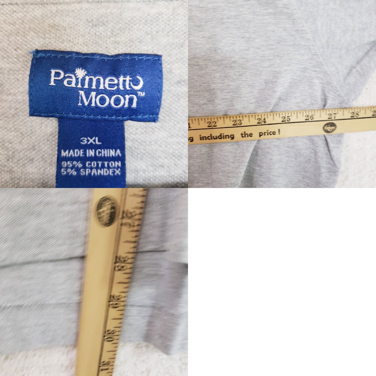 Vintage Palmetto Moon Men's 3XL Gray Polo Palmetto Tree SC Logo Embroidered Golf Shirt Size US XXL / EU 58 / 5 - 8 Thumbnail