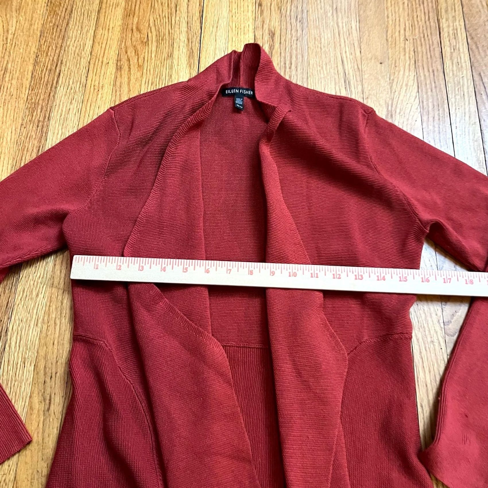Eileen Fisher Eileen Fisher Womens XS Open Knit Cardigan Orange Red Size XS / US 0-2 / IT 36-38 - 5 Thumbnail