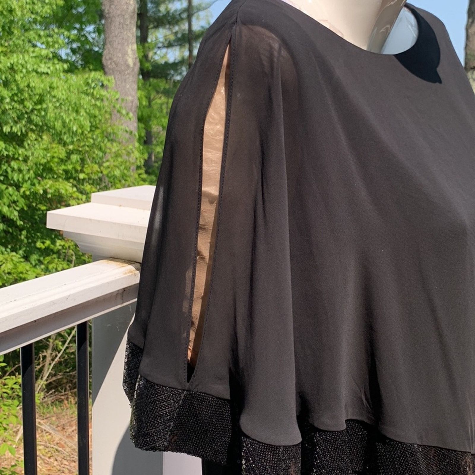Vintage R&M Richard Black Gown Occasion Dress with Chiffon Cape Size XXL / US 16-18 / IT 52-54 - 15 Thumbnail