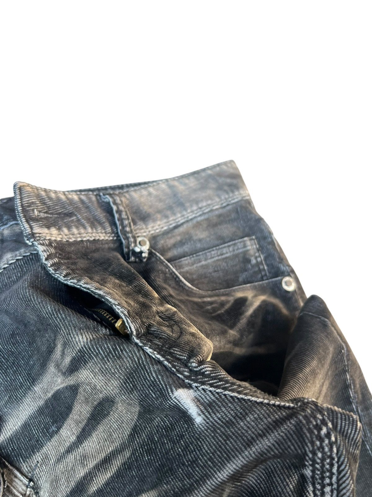 Vintage Rattle Trap Japan Distress Fade Stretch Corduroy Flare Jeans Size US 32 / EU 48 - 14 Thumbnail