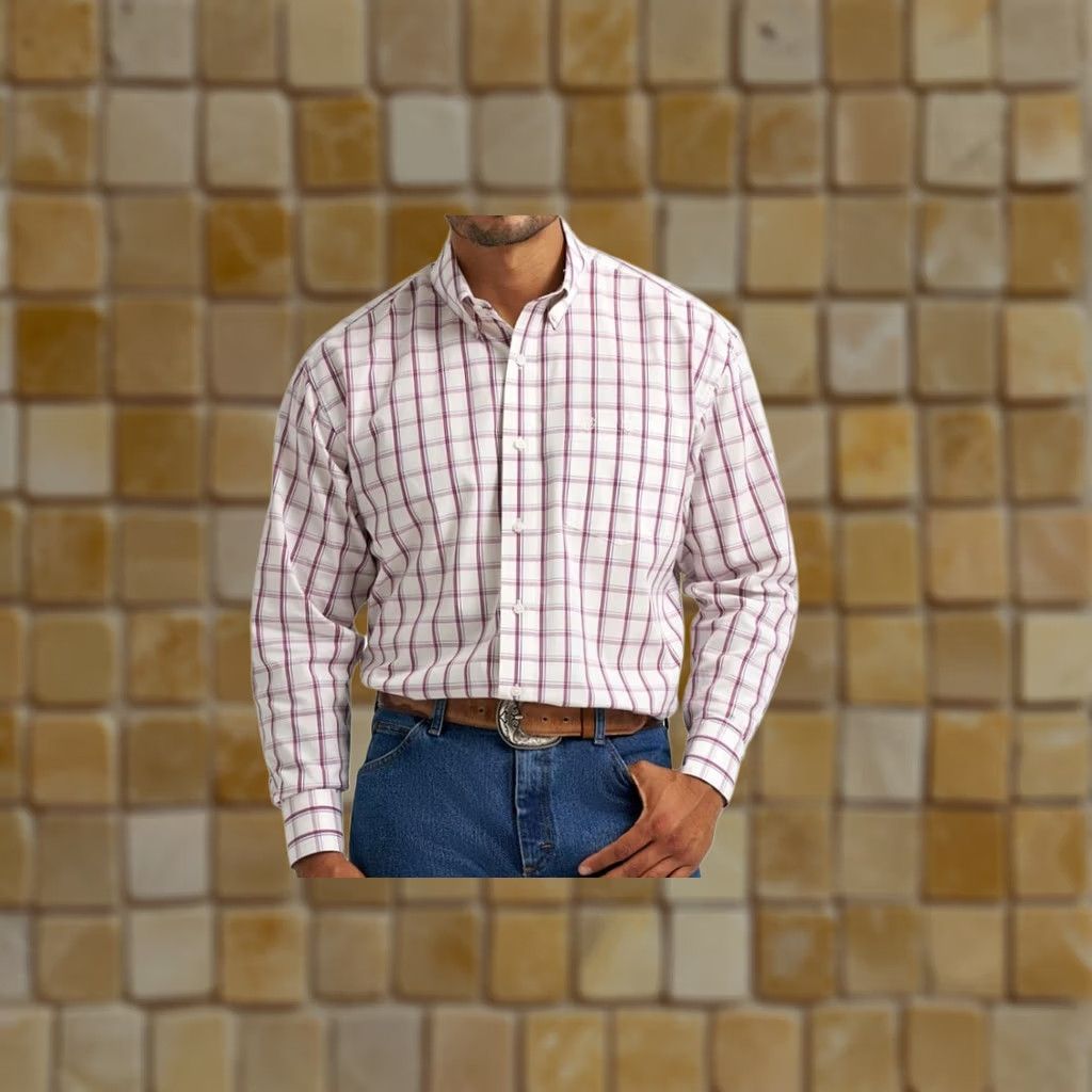 Wrangler VINTAGE Wrangler Shirt Men's Plaid Sangria XL Button-Up Long Sleeve Blue Cotton Western Size US XL / EU 56 / 4 - 1 Preview