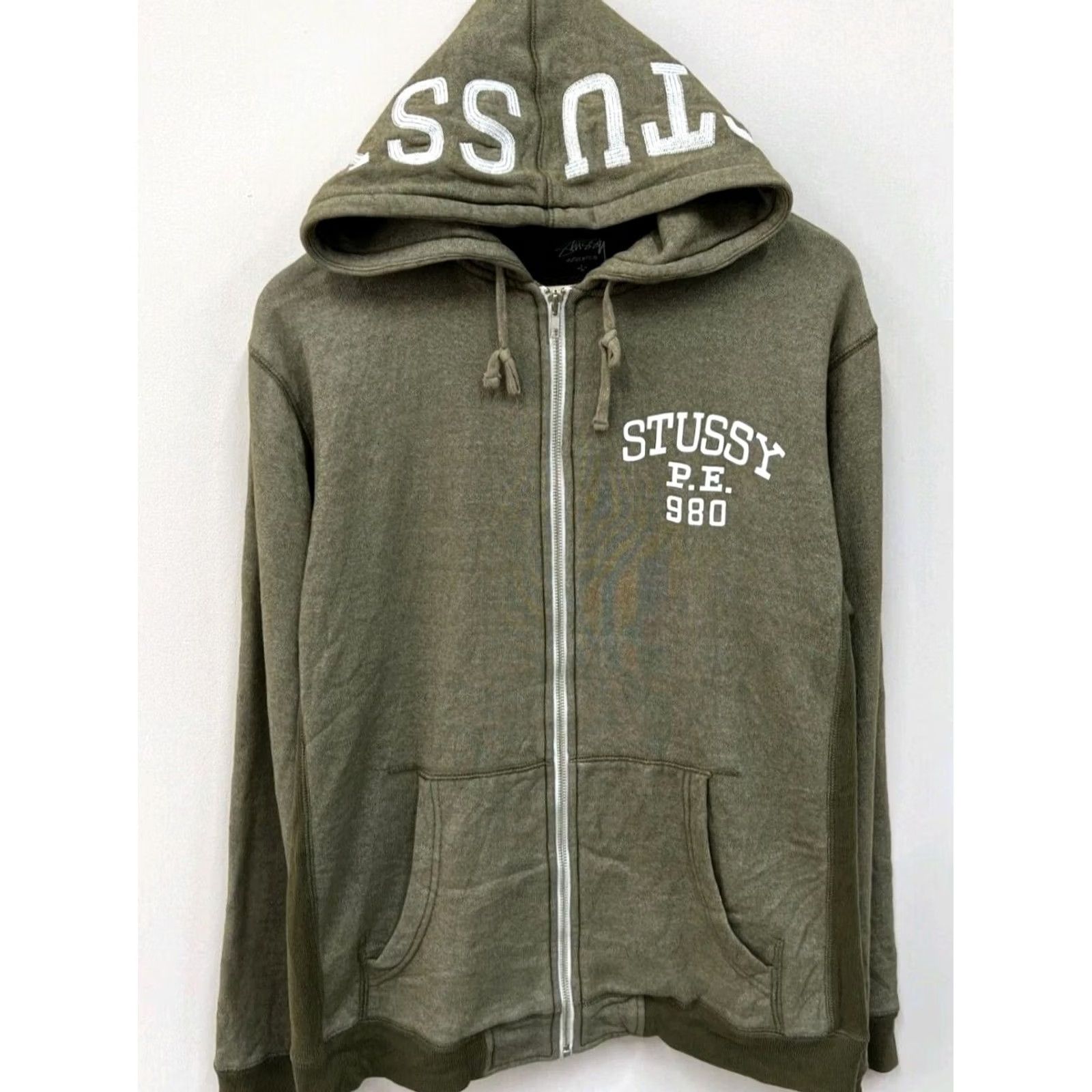 Logo 7 VINTAGE Stussy Hoodie Mens L Khaki Logo Zip Hooded Pullover Size US L / EU 52-54 / 3 - 2 Thumbnail