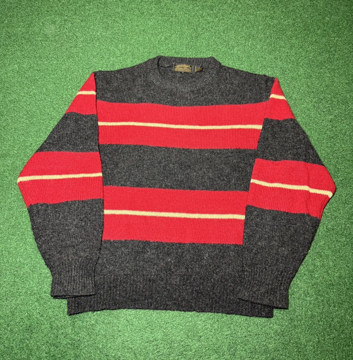 Eddie Bauer Vintage 90s Eddie Baur Wool Striped XL Crewneck Sweater Size US XL / EU 56 / 4 - 1 Thumbnail