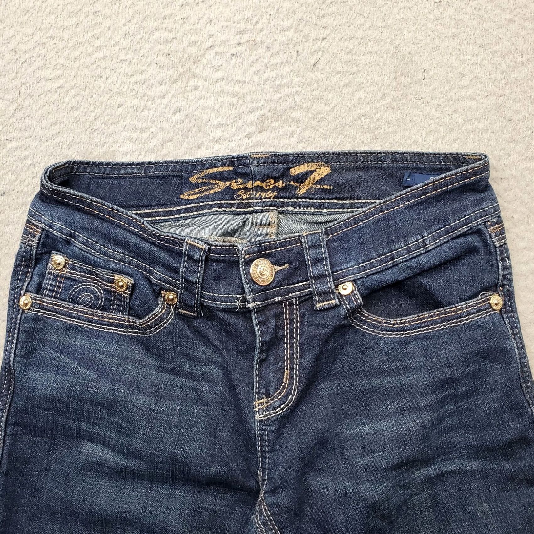 Vintage Seven7 Womens Crop Skinny Jeans Jeans Blue Medium Wash Mid Rise 4 Size 27" / US 4 / IT 40 - 7 Thumbnail