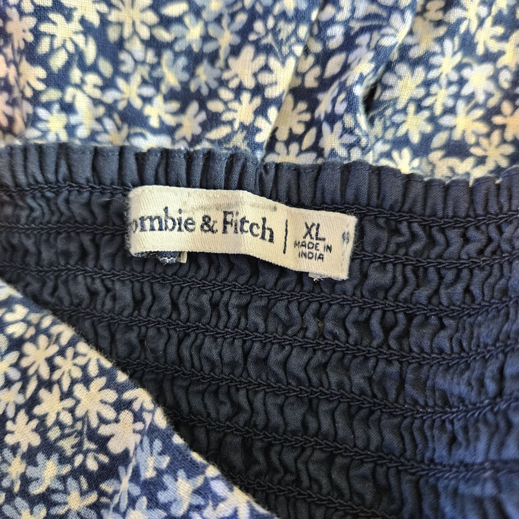 Abercrombie & Fitch Abercrombie & Fitch Womens Dress XL Blue Floral Cotton Sleeveless Tie Shoulder Ties Mini Casual Vintage: No Size XL / US 12-14 / IT 48-50 - 5 Thumbnail